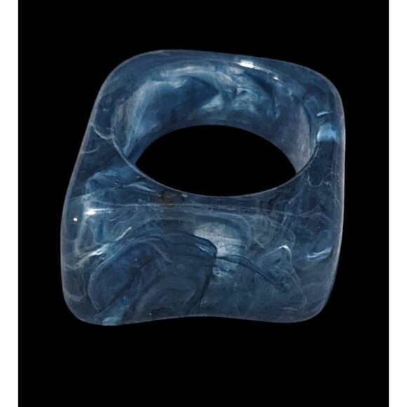 Blue Chunky Abstract Swirl Fashion Ring Size 5 1/2 - Picture 7 of 14